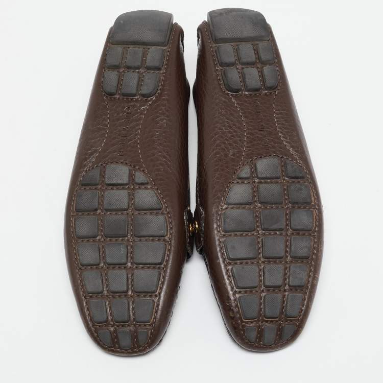 Pre Owned Louis Vuitton Brown Leather Oxford Slip On Loafers Size 38
