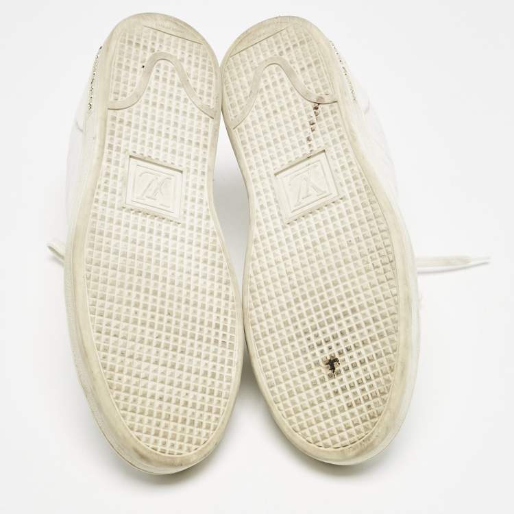 Pre Owned Louis Vuitton White Croc Embossed Leather Frontrow Sneakers Size 40 