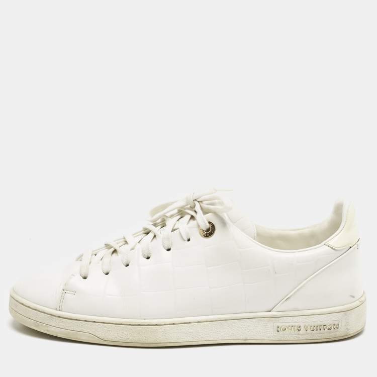 Pre Owned Louis Vuitton White Croc Embossed Leather Frontrow Sneakers Size 40 