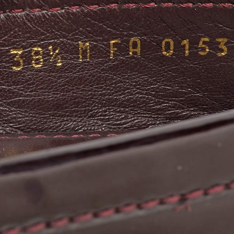 Pre Owned Louis Vuitton Burgundy Patent Leather Oxford Loafers Size 38.5