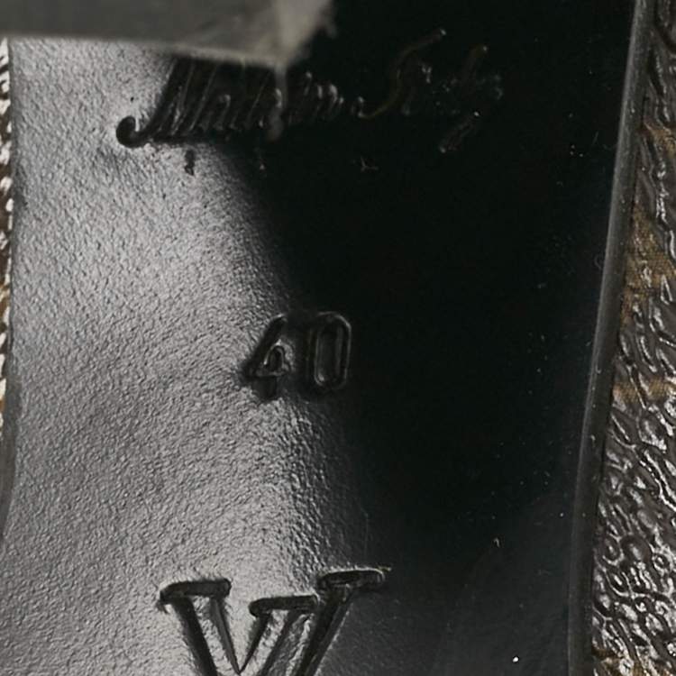 Pre Owned Louis Vuitton Brown/Black Monogram Canvas and Leather Star Trail Ankle Length Boots Size 40