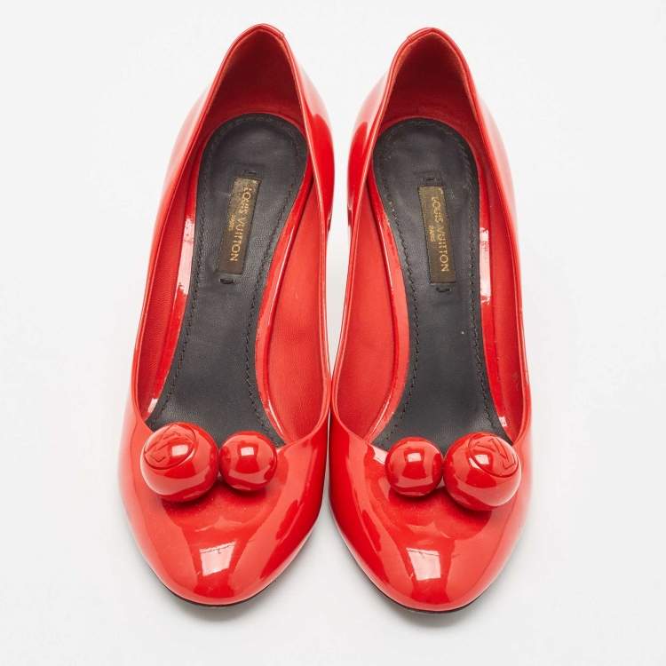 Pre Owned Louis Vuitton Red Patent Leather Betty Pumps Size 36.5