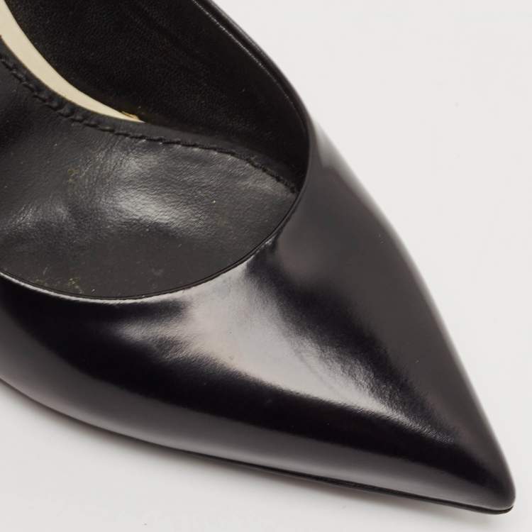 Pre Owned Louis Vuitton Black Patent Leather Eyeline Pumps Size 36.5