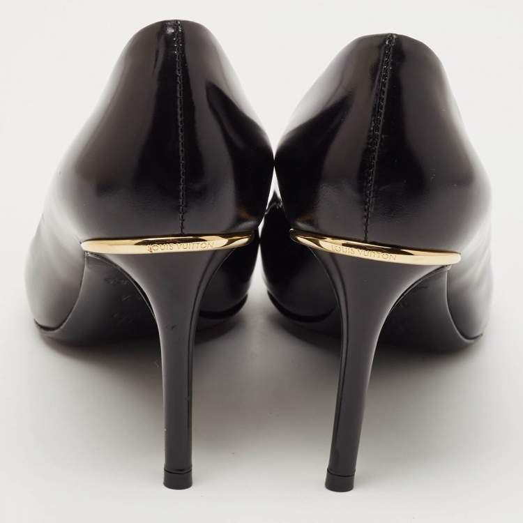 Pre Owned Louis Vuitton Black Patent Leather Eyeline Pumps Size 36.5