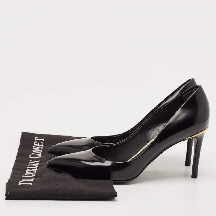 Pre Owned Louis Vuitton Black Patent Leather Eyeline Pumps Size 36.5