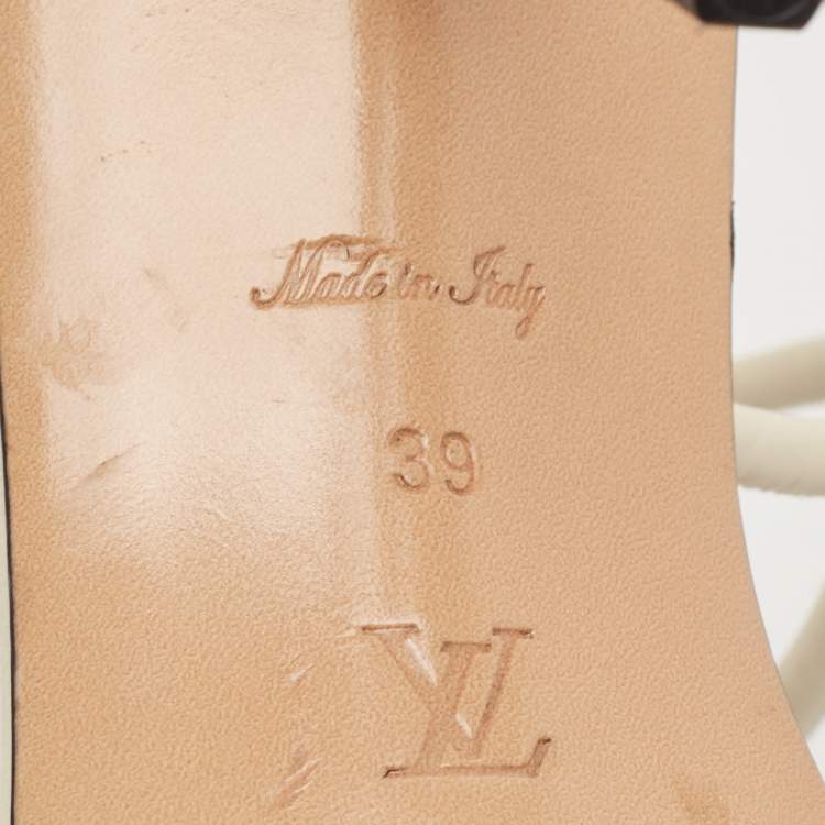 Pre Owned Louis Vuitton Cream Leather Ankle Strap Sandals Size 39