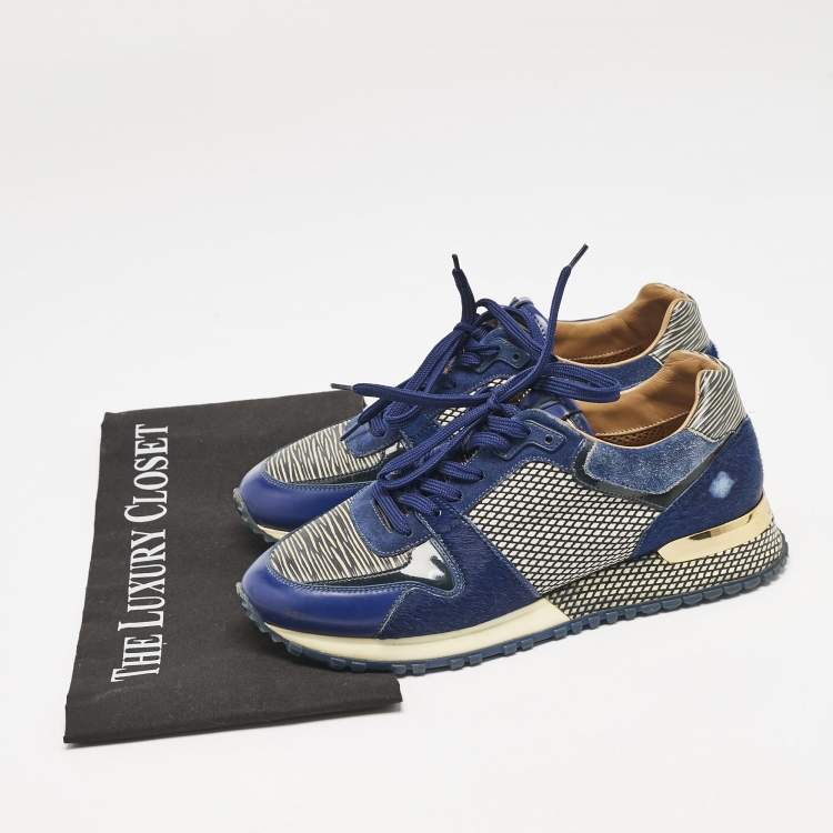 Pre Owned Louis Vuitton Two Tone Leather and Calf hair Run Away Sneakers Size 35.5