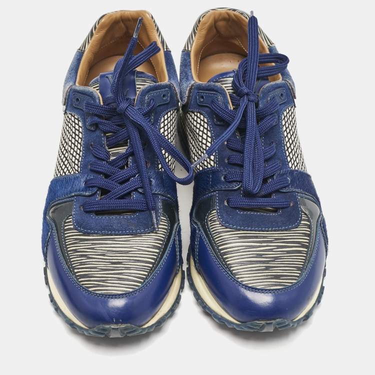 Pre Owned Louis Vuitton Two Tone Leather and Calf hair Run Away Sneakers Size 35.5