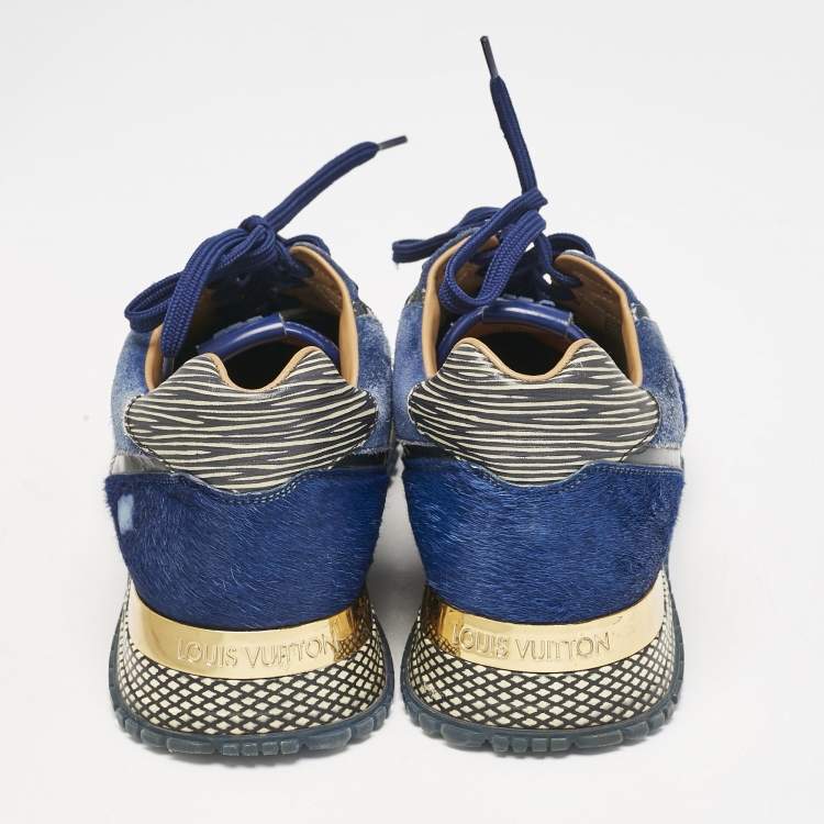 Pre Owned Louis Vuitton Two Tone Leather and Calf hair Run Away Sneakers Size 35.5