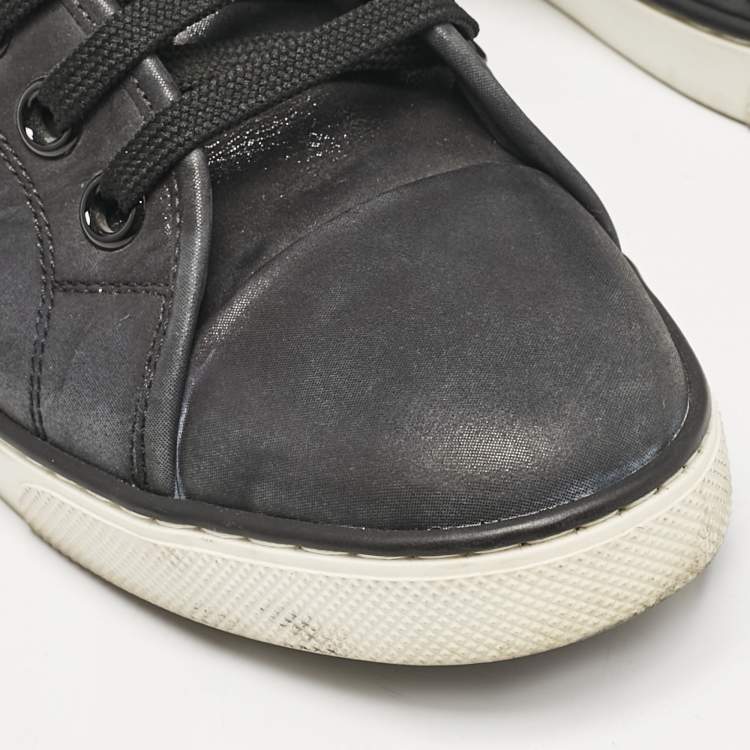 Pre Owned Louis Vuitton Black Nubuck Punchy Love Patch High Top Sneakers Size 36
