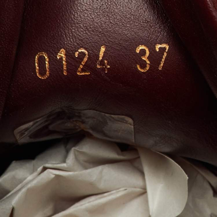 Pre Owned Louis Vuitton Burgundy Monogram Suede and Patent Leather Cliff Top Wedge Sneakers Size 37
