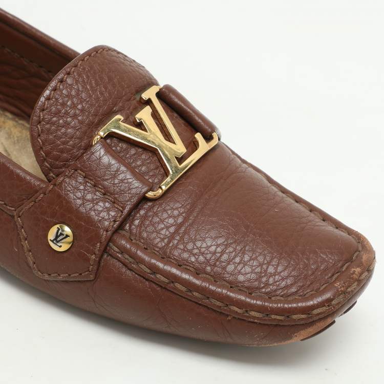 Pre Owned Louis Vuitton Brown Leather Oxford Loafers Size 37.5