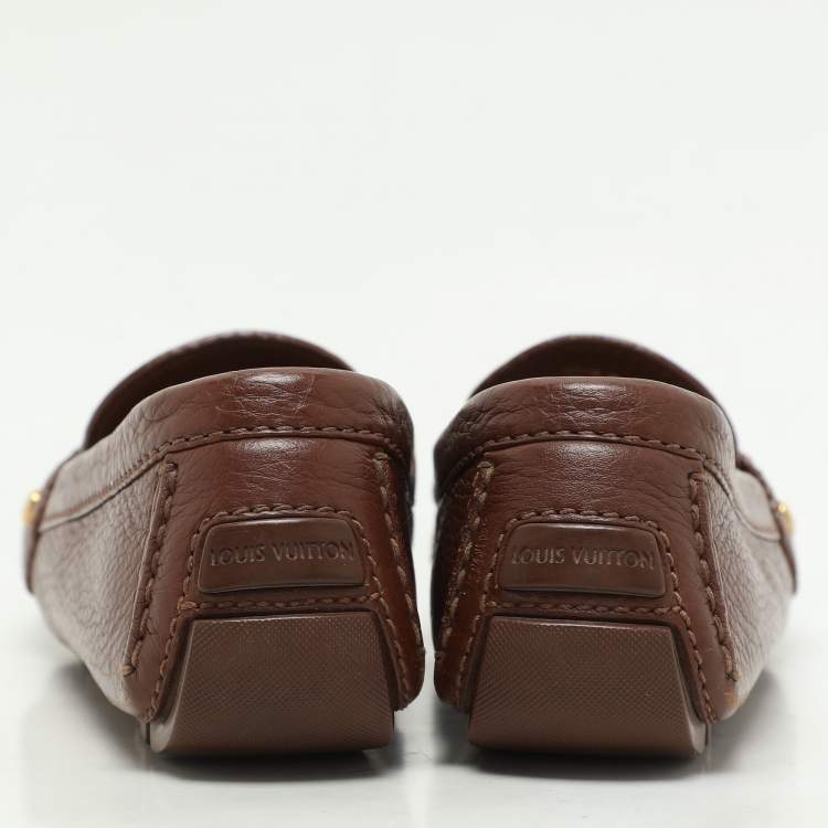 Pre Owned Louis Vuitton Brown Leather Oxford Loafers Size 37.5