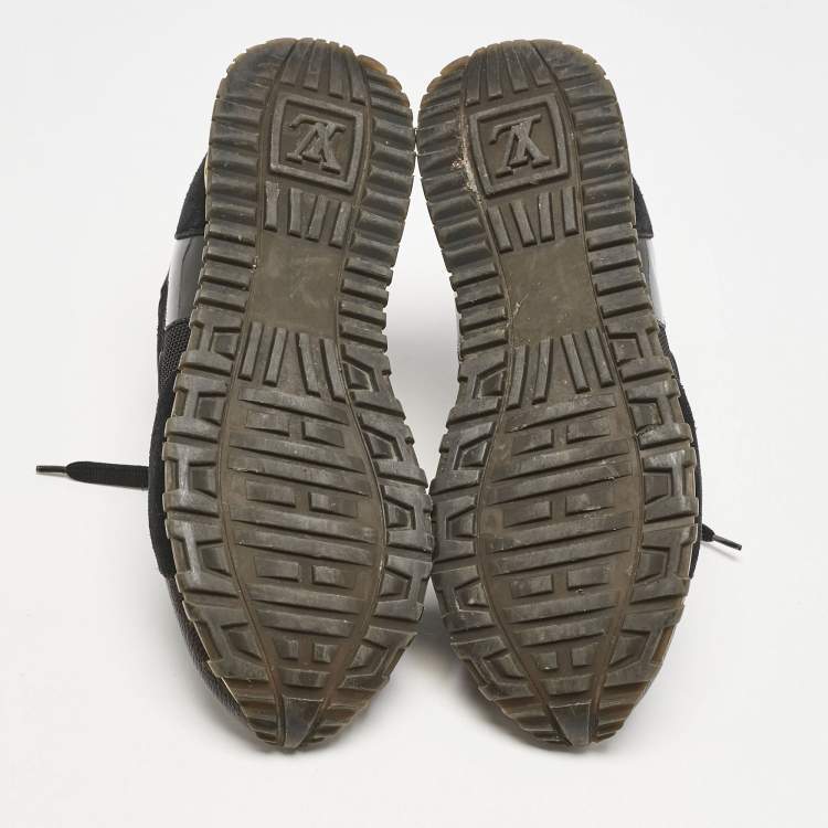 Pre Owned Louis Vuitton Black/Brown Mesh and Monogram Canvas Run Away Sneakers Size 38.5