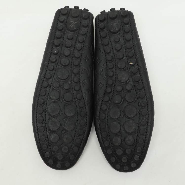 Pre Owned Louis Vuitton Black Monogram Empreinte Leather Gloria Loafers Size 39