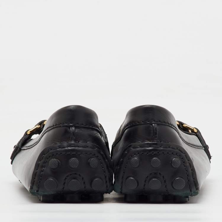 Pre Owned Louis Vuitton Black Leather Oxford Loafers Size 37