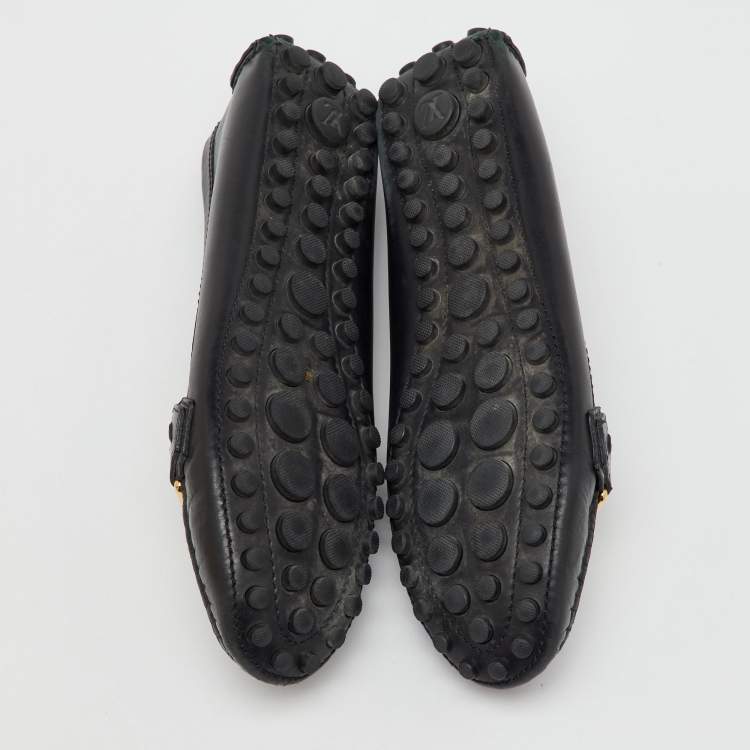 Pre Owned Louis Vuitton Black Leather Oxford Loafers Size 37