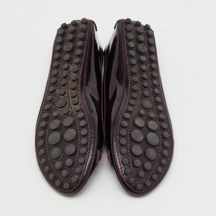 Pre Owned Louis Vuitton Burgundy Patent Leather Oxford Ballet Flats Size 37