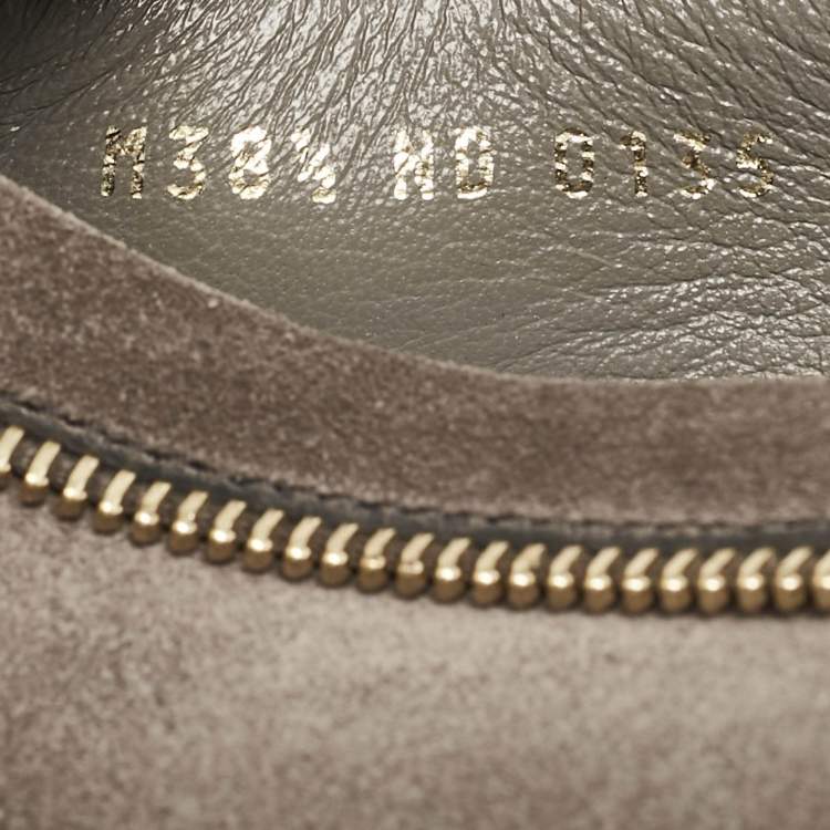 Pre Owned Louis Vuitton Dark Grey Suede Oxford Zip Detail Slip On Loafers Size 38.5