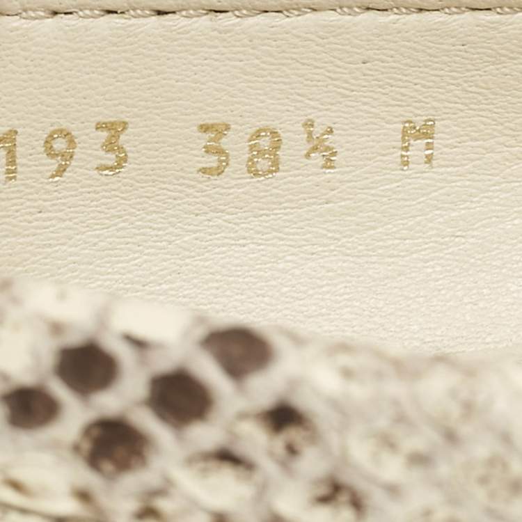 Pre Owned Louis Vuitton Cream Python Monte Carlo Loafers Size 38.5