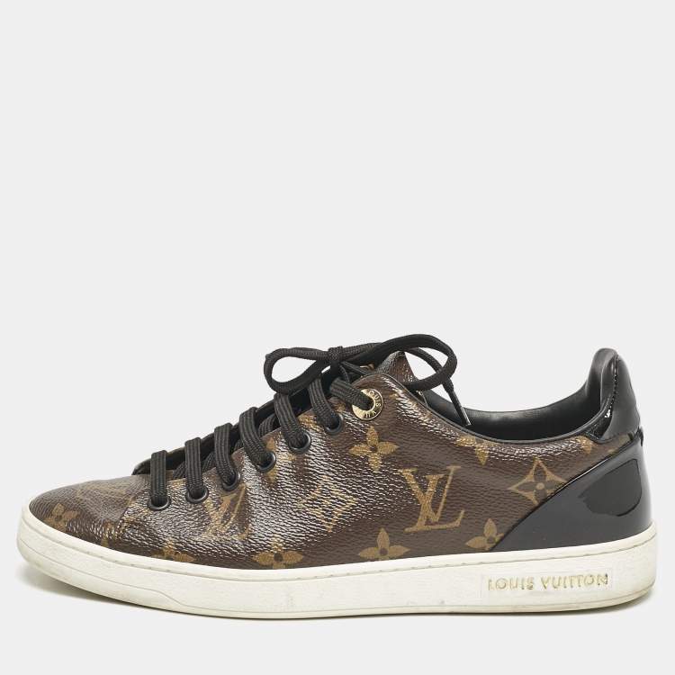 Pre Owned Louis Vuitton Monogram Canvas and Patent Leather Frontrow Sneakers Size 36.5