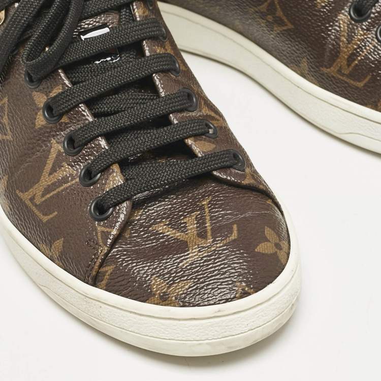 Pre Owned Louis Vuitton Monogram Canvas and Patent Leather Frontrow Sneakers Size 36.5