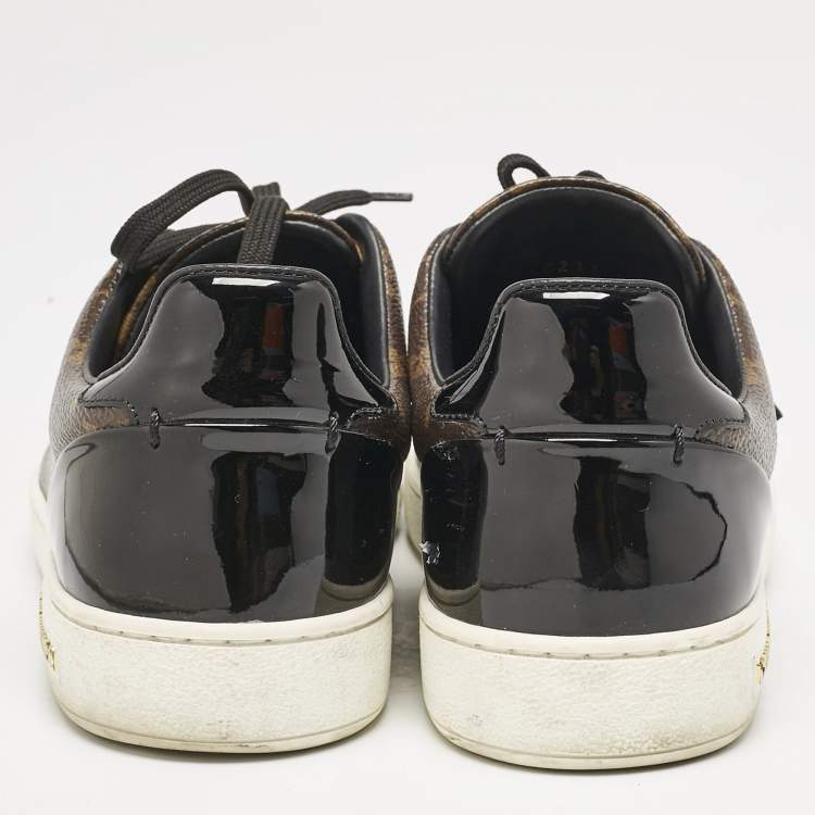 Pre Owned Louis Vuitton Monogram Canvas and Patent Leather Frontrow Sneakers Size 36.5