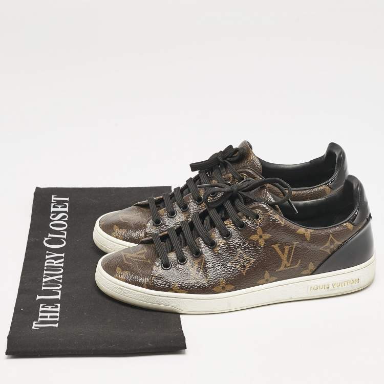 Pre Owned Louis Vuitton Monogram Canvas and Patent Leather Frontrow Sneakers Size 36.5