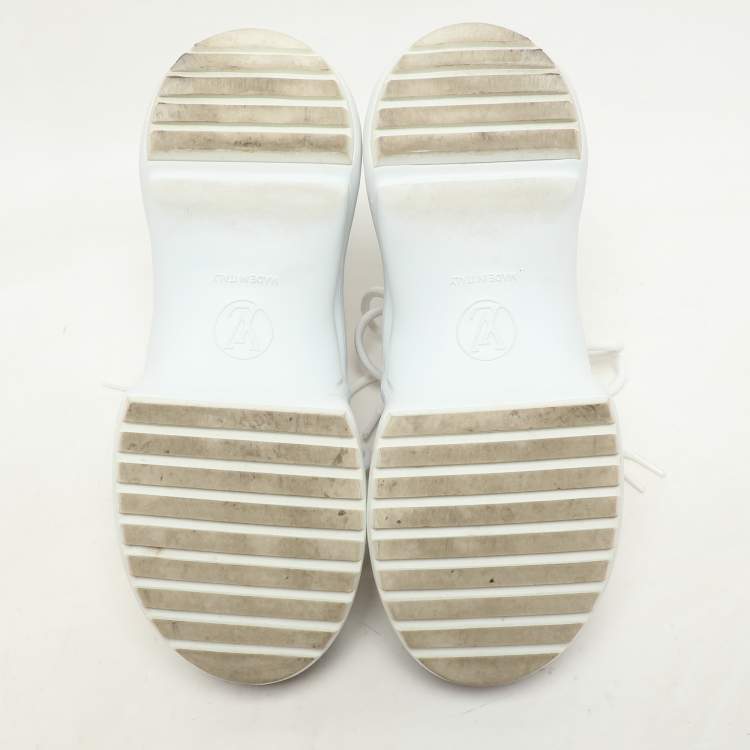 Pre Owned Louis Vuitton White Fabric And Monogram Canvas Archlight Lace Up Sneakers Size 35
