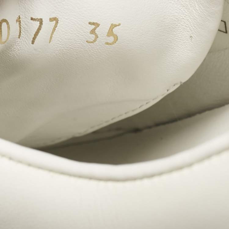 Pre Owned Louis Vuitton White Leather and Monogram Reverse Canvas Kyoto Sneakers Size 35
