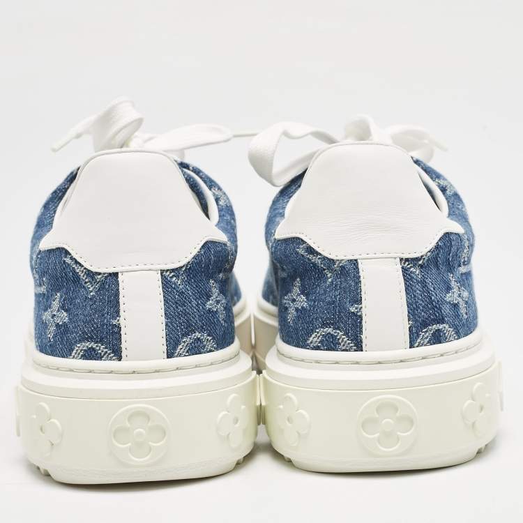 Pre Owned Louis Vuitton Blue Monogram Denim Time Out Sneakers Size 38.5