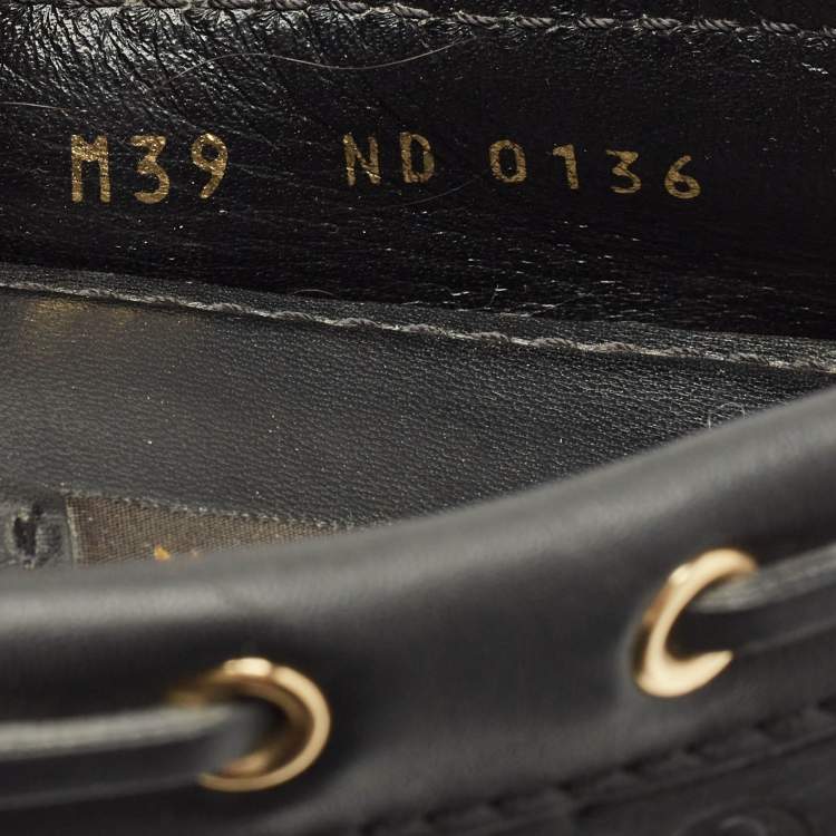 Pre Owned Louis Vuitton Black Monogram Empreinte Leather Gloria Loafers Size 39