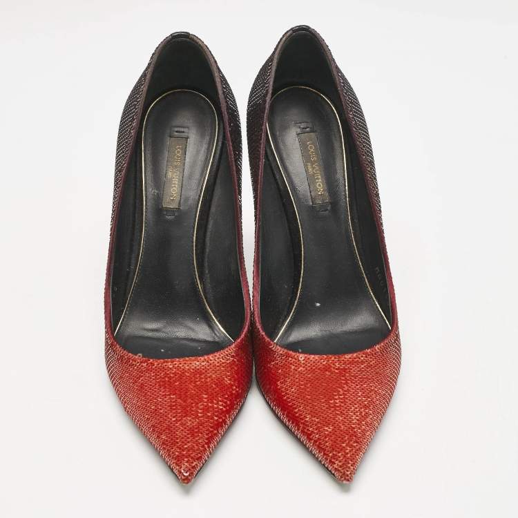 Pre Owned Louis Vuitton Ombre Orange Sequins Liza Pumps Size 38