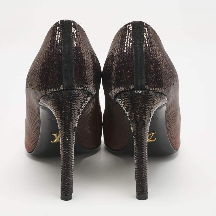 Pre Owned Louis Vuitton Ombre Orange Sequins Liza Pumps Size 38