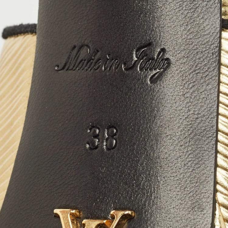Pre Owned Louis Vuitton Gold Epi Leather Majestic Platform Sandals Size 38