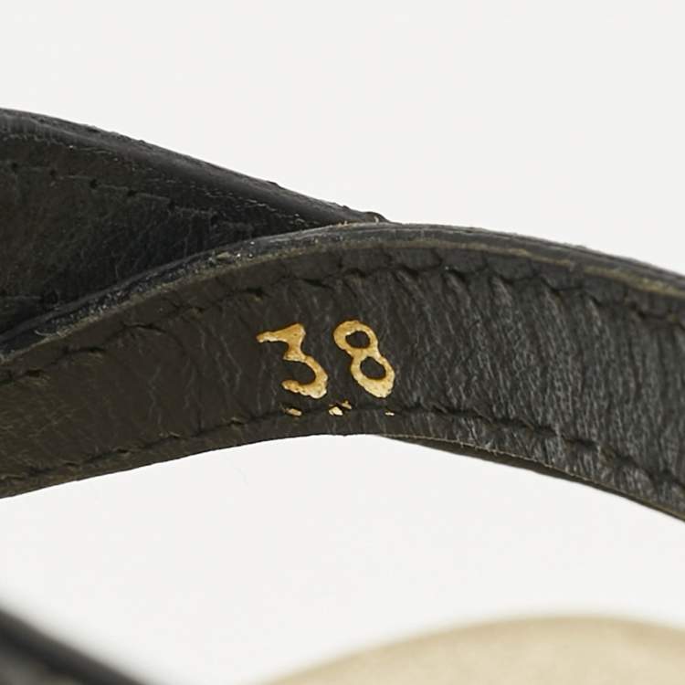 Pre Owned Louis Vuitton Black Monogram Leather Ankle Strap Sandals Size 38