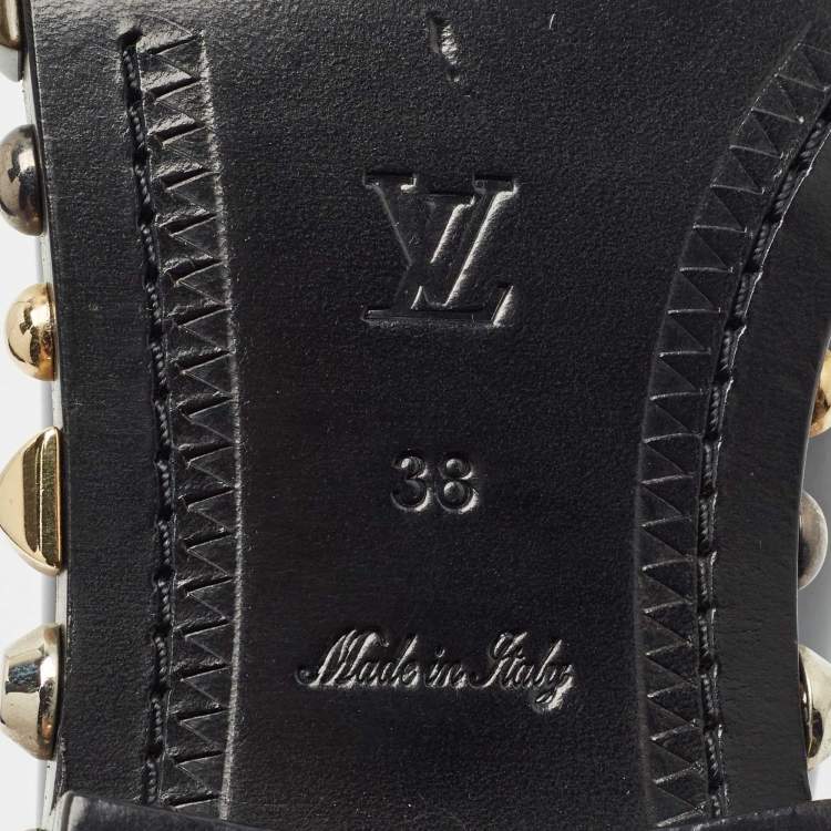 Pre Owned Louis Vuitton Blue/Black Ombre Leather Studded Penny Loafers Size 38