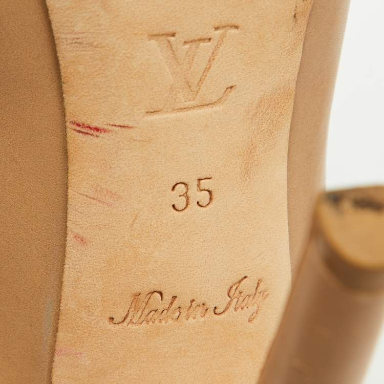 Pre Owned Louis Vuitton Beige Leather Oh Really! Platform Peep Toe Pumps Size 35