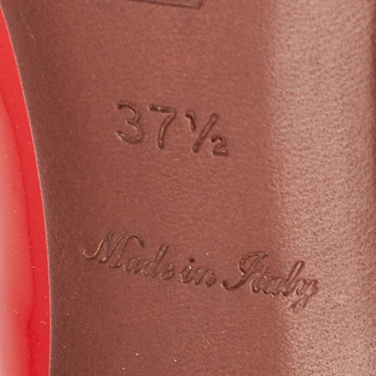 Pre Owned Louis Vuitton Red Patent Leather Eyeline Pointed Toe Pumps Size 37.5