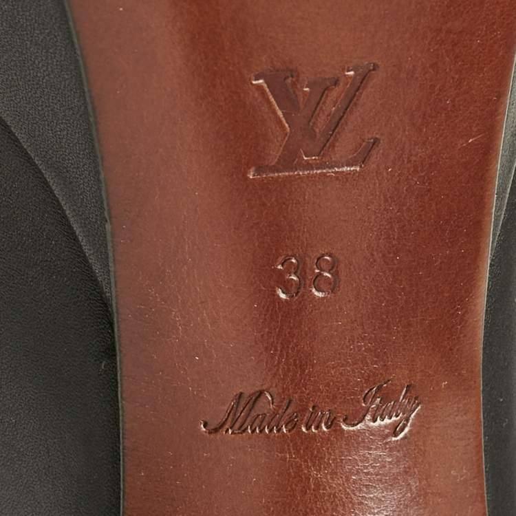 Pre Owned Louis Vuitton Black Leather Platform Knee Length Boots Size 38
