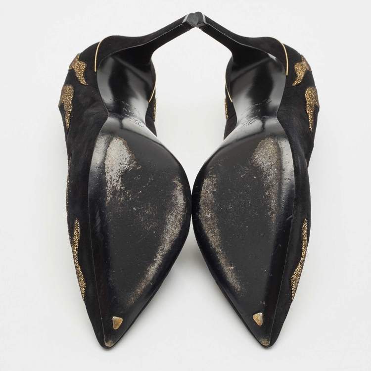 Pre Owned Louis Vuitton Black Suede fetish Pumps Size 37.5