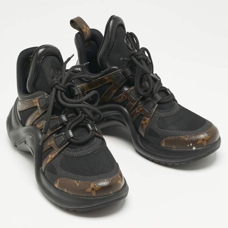 Pre Owned Louis Vuitton Black Mesh and Monogram Canvas Archlight Sneakers Size 38.5