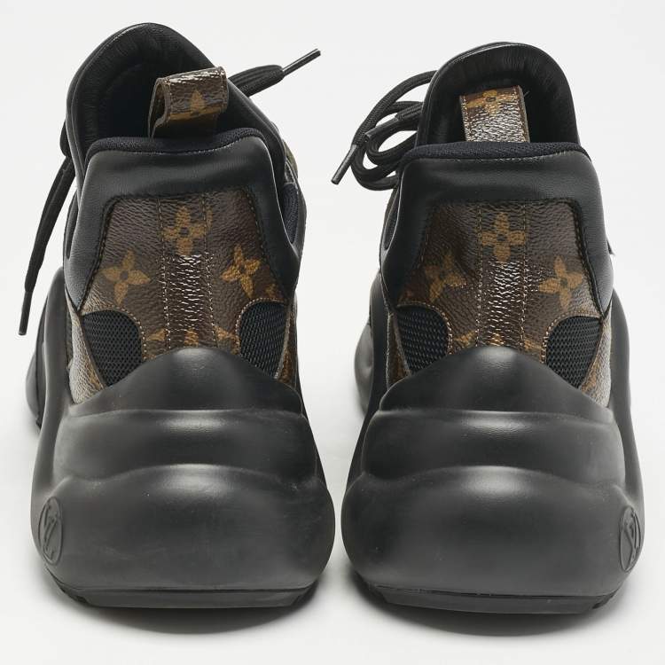 Pre Owned Louis Vuitton Black Mesh and Monogram Canvas Archlight Sneakers Size 38.5