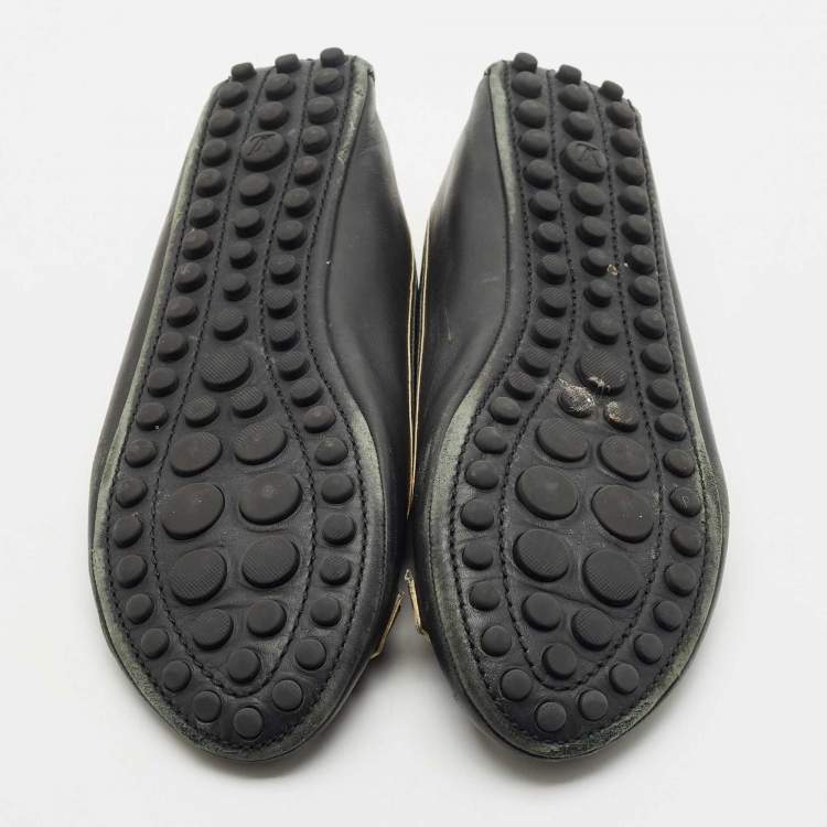 Pre Owned Louis Vuitton Black Leather Oxford Ballet Flats Size 40