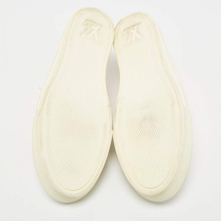 Pre Owned Louis Vuitton White/Pink Mesh and Leather Stellar Sneaker Mules Size 39.5
