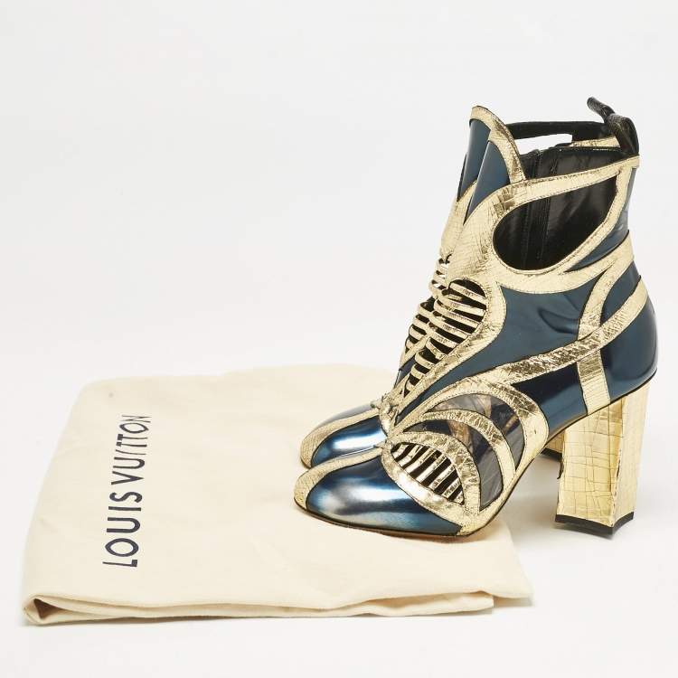 Pre Owned Louis Vuitton Multicolor Infrarouge Glazed Leather Queen Of Hearts Booties Size 38