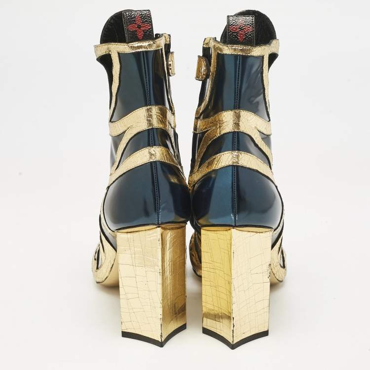 Pre Owned Louis Vuitton Multicolor Infrarouge Glazed Leather Queen Of Hearts Booties Size 38