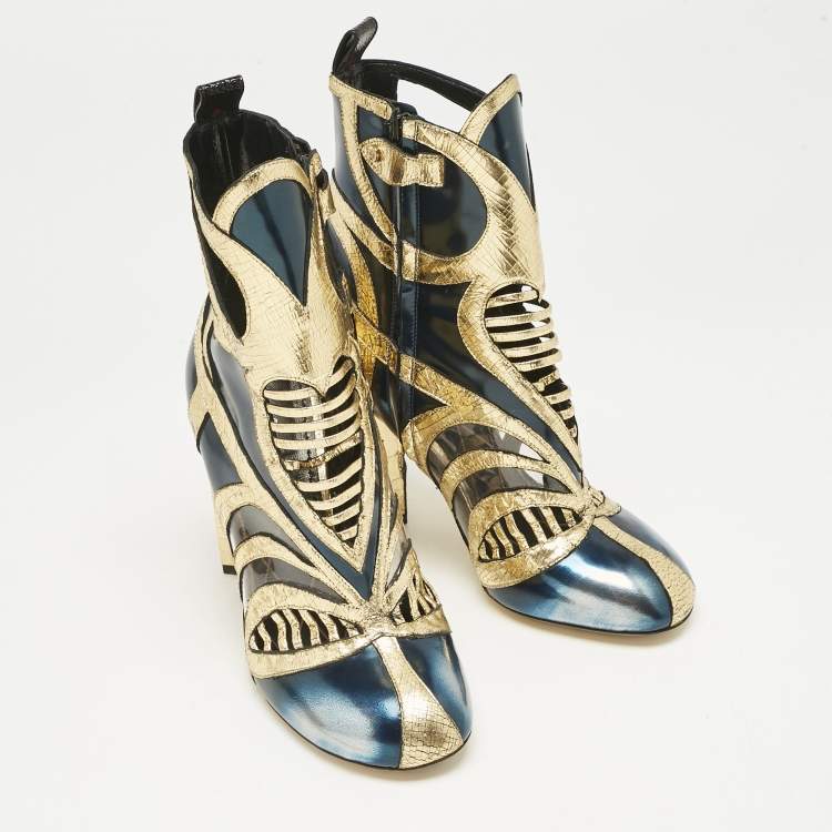 Pre Owned Louis Vuitton Multicolor Infrarouge Glazed Leather Queen Of Hearts Booties Size 38