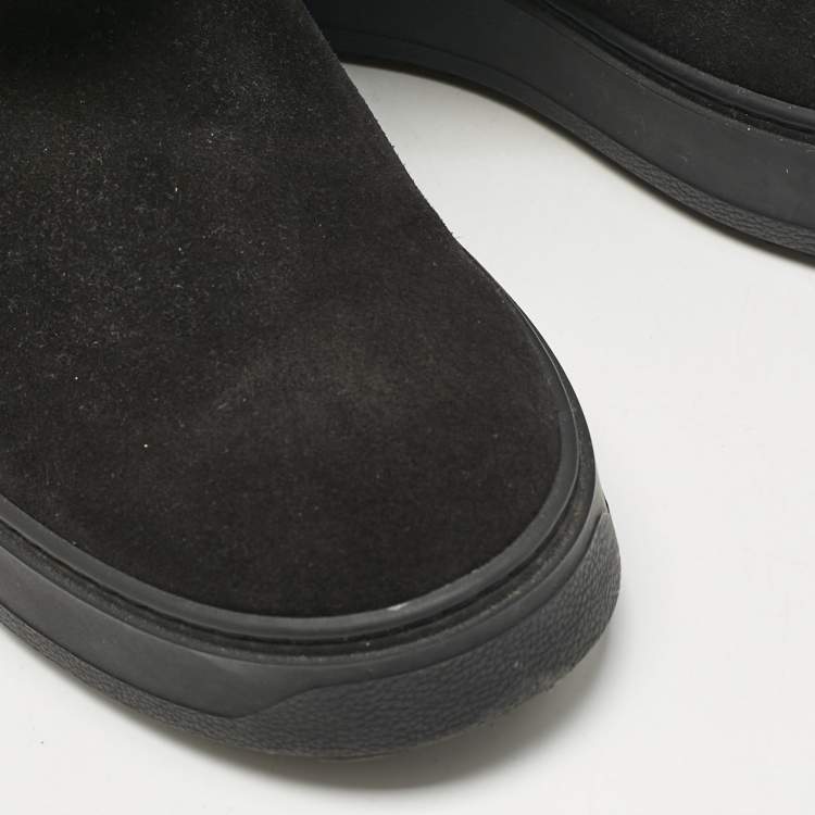 Pre Owned Louis Vuitton Black Shearling and Suede Snowdrop Ankle Length Boots Size 39