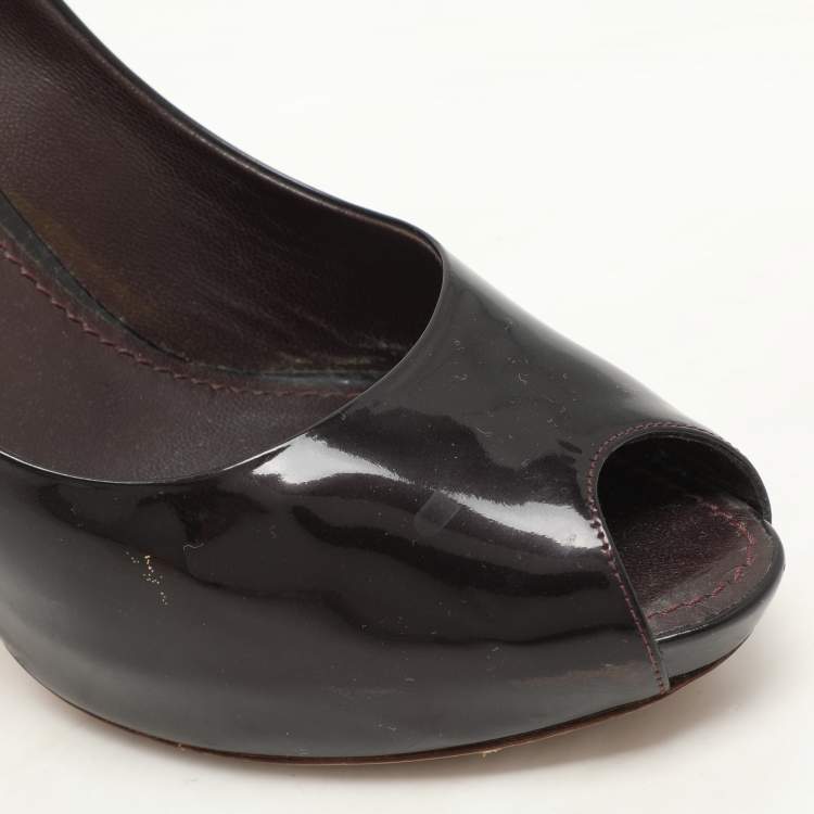 Pre Owned Louis Vuitton Dark Burgundy Patent Leather Oh Really! Pumps Size 39